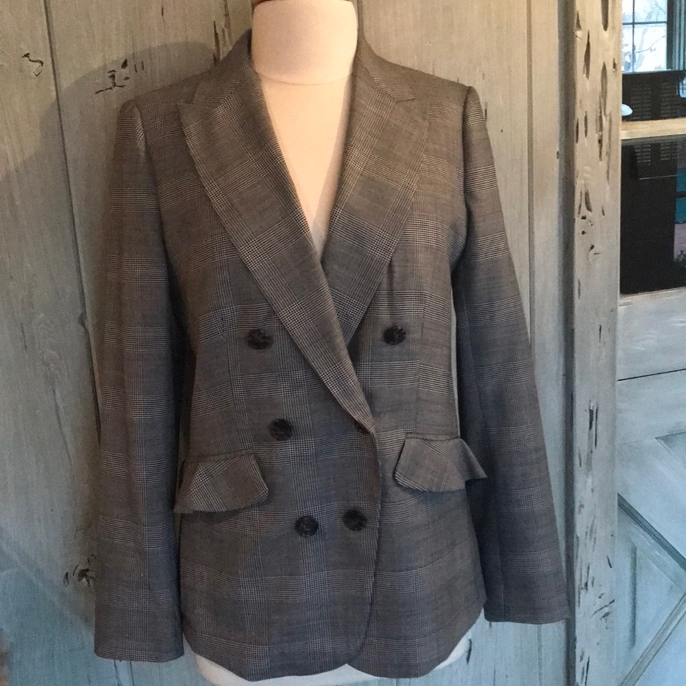 J Crew glen plaid double breasted jacket size 10